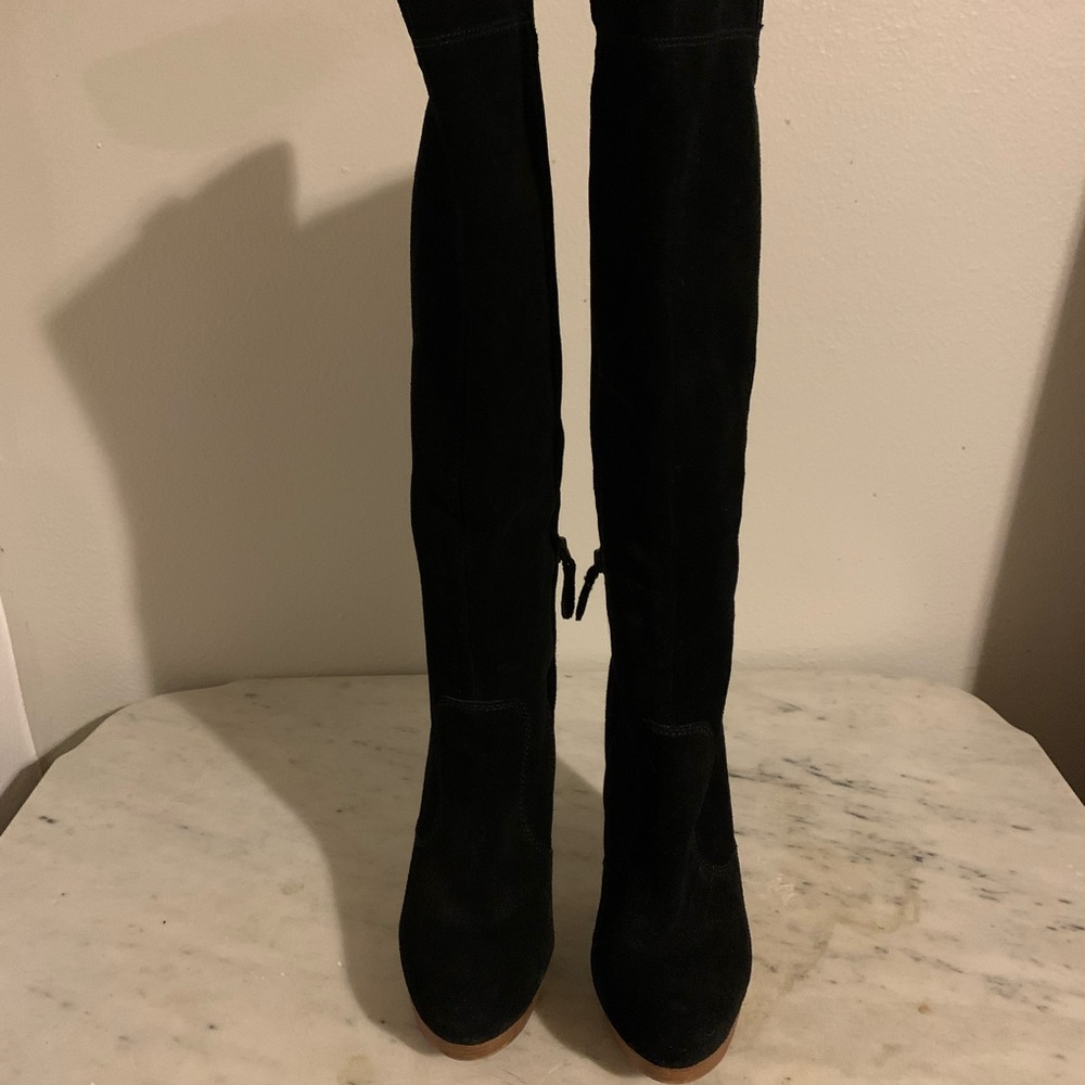 Black Suede Knee High Boots